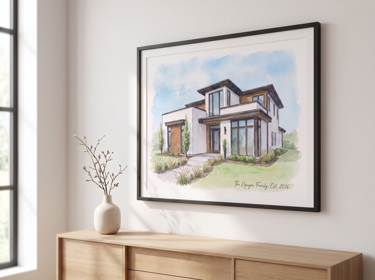 Contemporary home watercolor portrait